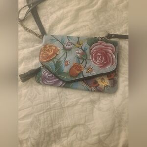 Leather Floral Crossbody Bag - Multicolor